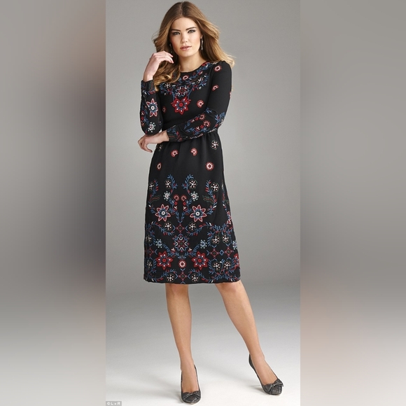 Zara Dresses & Skirts - Zara Black Floral Embroidered Midi Dress Blogger Runway Fav